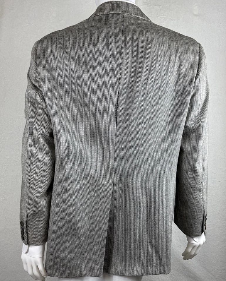 Neiman Marcus Hombre Cashmere Gris Espiga DB Traje Chaqueta Talla 46 Regular Usado en Excelente Condición Foto 3 de 4