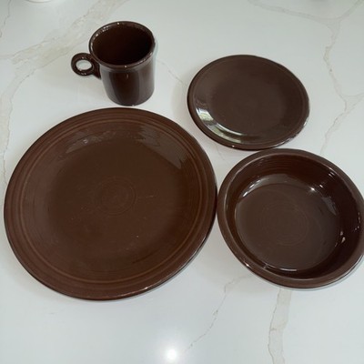 Fiesta Homer Laughlin 4 Piece Chocolate Brown Fiesta Ware Used Fiestaware