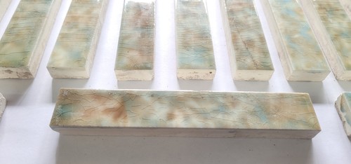 Vintage Lot 49 Trent Co. Pastel Ceramic Glazed Fireplace Tiles 6" x 1" GS00671 - Picture 2 of 12