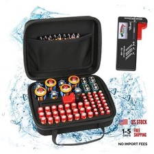 Battery Organizer, Battery Organizer Storage Case with Tester BT-168, Black-60