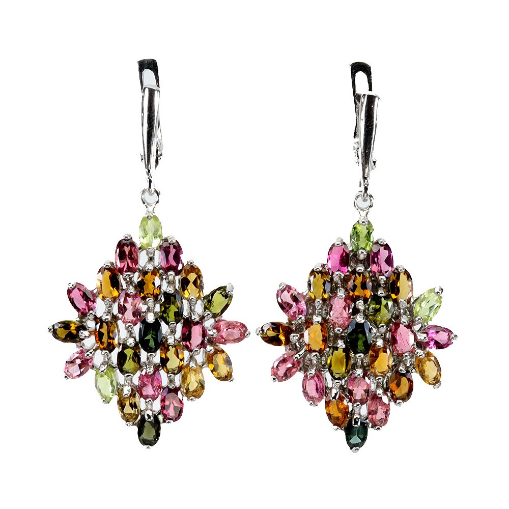 925 Sterling Silver Oval Tourmaline Earrings 5x3mm Natural Gemstone Jewelry