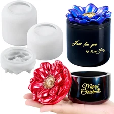 Jar Resin Molds 2 PCS Jar Container Silicone Molds with Poppy Flower Lid for Epo
