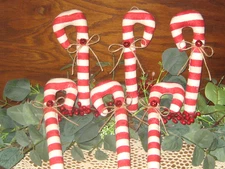 Vintage Look Christmas 6 Candy Canes Tree Ornaments Wreath Accents Handmade Gift