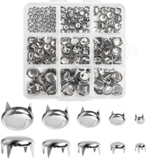 300 Pieces round Dome Studs 5 Sizes Silver Studs for Clothing Metal