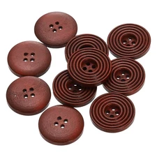 10pcs 40L DIY Sewing Buttons 1" Wooden Round 4-Hole Craft Buttons, Dark Brown