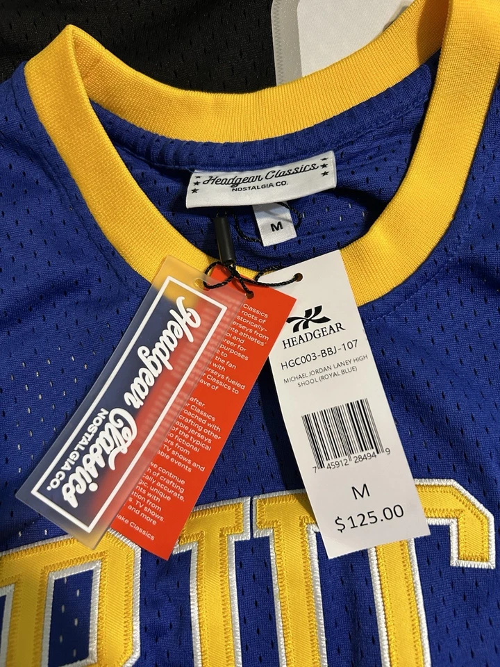 Camiseta Michael Jordan Laney High School Azul/Amarillo #23 M Tocado Nueva con Etiquetas Foto 3 de 3