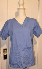 Women's Size Small Blue Short Sleeve Scrub Top-Landau