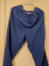 J.Jill Love Linen Blue Pull-On Pants 100 Linen Women's Size M