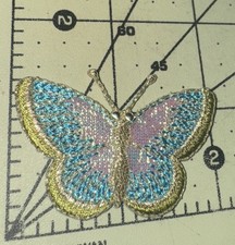 Iridescent Butterfly Embroidered Iron On Applique Patch Sew On