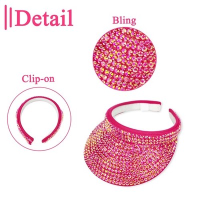 Sun Visors Hats Women Shiny Rhinestones Men Clip On Visor  display picture 2