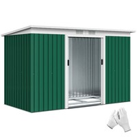 Outsunny 9 x 4FT Metal Garden Storage Shed w/ 2 Door, Dark Green