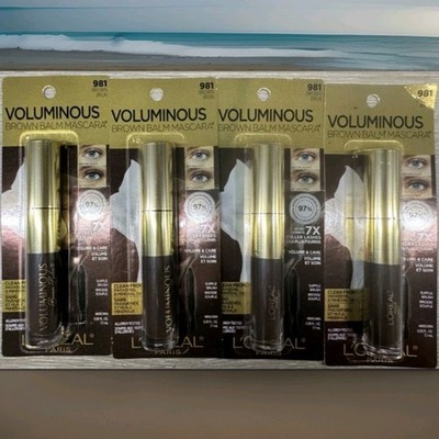 4 X  L ORÉAL VOLUMINOUS BROWN BRUN BALM WASHABLE MASCARA 981 NIP 
