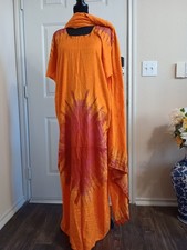 African Dera Kaftan Dress Tie Dye One Size Multi Color