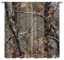 Camo Tree Blackout Curtains for Home Decor,Realistic Forest Camouflage Rod Po...