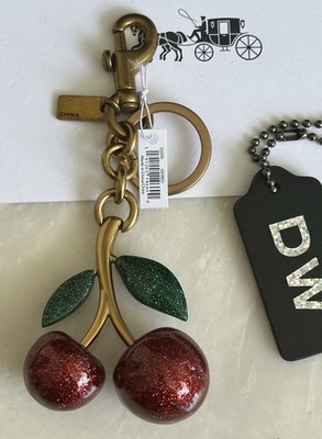 NWT COACH RED GLITTER CHERRY BAG CHARM BRASS 23205 | eBay