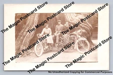 Friends on Excelsior Motorcycles by Redwood RPPC Antique California Photo 1910s