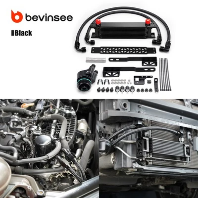 BEVINSEE 10 Rows AN10 Engine Oil Cooler Kit For VW For Golf 7 GTI/R 2013-2020 - Image 1 of 4