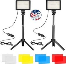 Paquete de 2 luces LED para video, 5600 K, luces fotogr ficas USB regulables