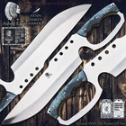 Ashen Edge Forged Bowie Knife AUS-8 Steel Resin D Guard Hiking Outdoor Gift