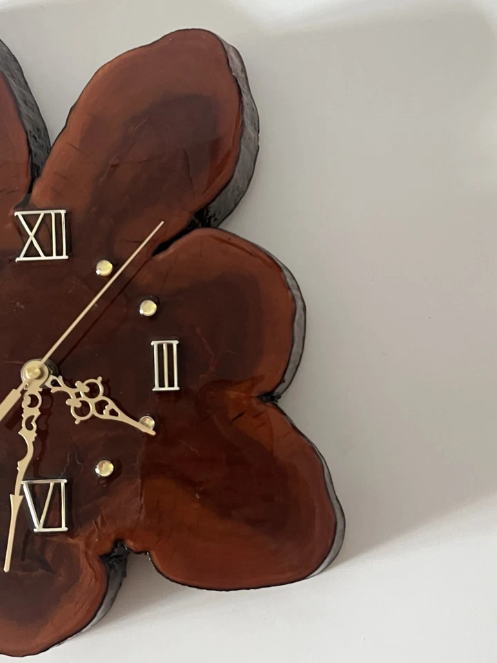 Vintage Live Edge Cypress Wall Clock Rustic Charm Mid Century Handmade 14” - Image 4 of 4