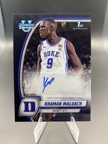 2024-25 Bowman University Chrome 1st Khaman Maluach Black Wave Auto Duke Suns