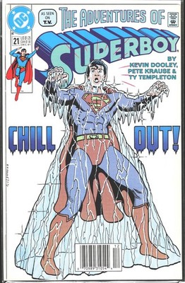 The Adventures of Superboy #21 DC Comics 1991 Chill Out! Frozen Superboy Cover