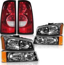 Headlights Tail Lights Assembly Combo for 2003-2006 Chevy Silverado 1500 2500...