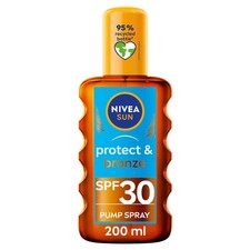 NIVEA SUN Protect & Bronze Oil Sunscreen Spray SPF 30 (200 ml), Sun Spray Pro...
