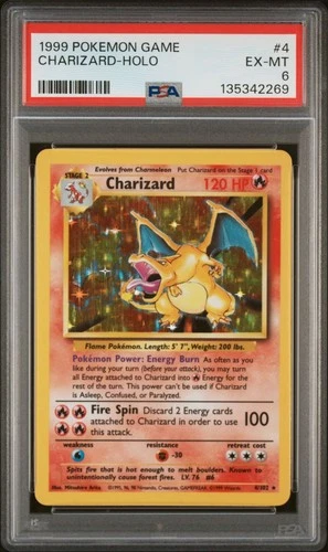 1999 POKEMON BASE SET UNLIMITED #4 CHARIZARD-HOLO PSA 6