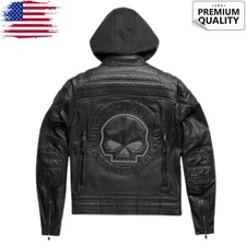New Harley-Davidson Men’s Black Auroral II 3-in-1 Willie G Skull Leather Jacket