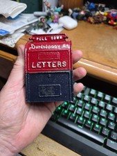 Vintage Cast Iron U.S. Mailbox Coin Bank Blue Red Dunwoody Ga.