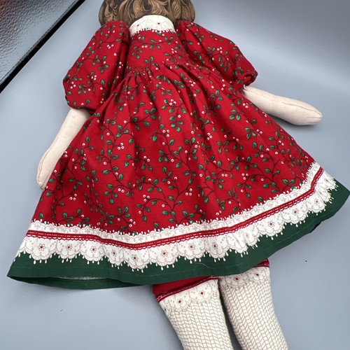 Vintage Cranston viktorianische Stoffkissen Stoffpuppe "Holly" rotes Weihnachtskleid 23 Zoll - Bild 11 von 12