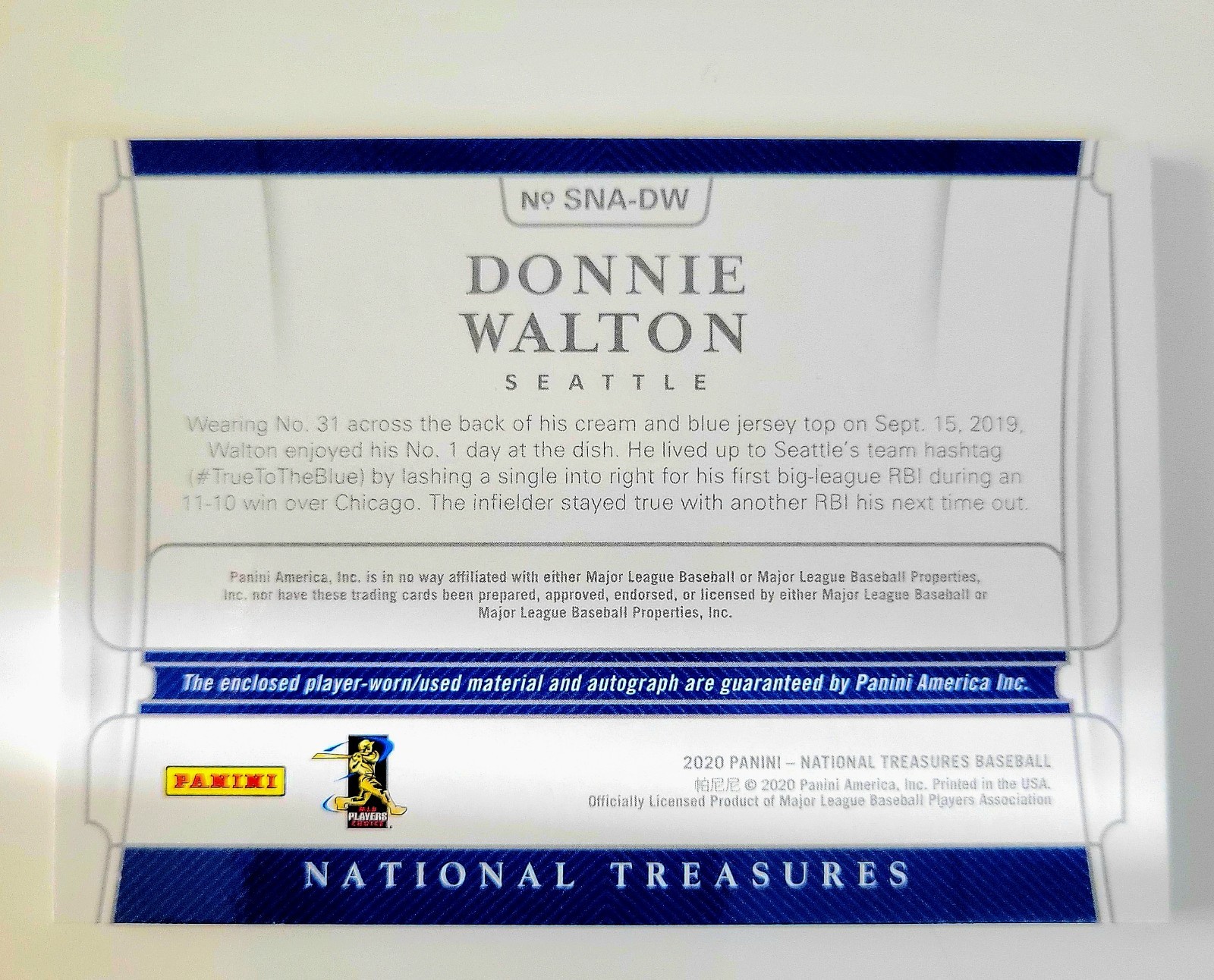 2020 Panini National Treasures Signature Names /99 Donnie Walton #SNA-DW Auto view 4