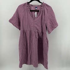 Old Navy Cotton Gauze Babydoll Mini Swing Dress Dusty Rose Lilac Small NWT Boho