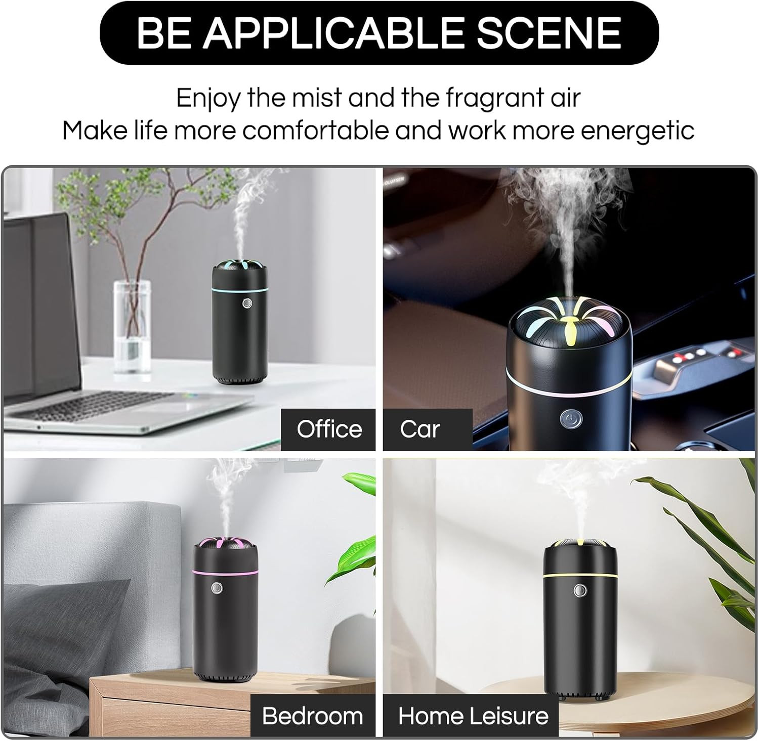 Car Humidifier Diffuser - Smart Cool Mist Air Freshener for Essential Oils - USB