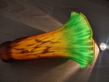 6 abats jours tulipe vintage vert marron en verre opaque