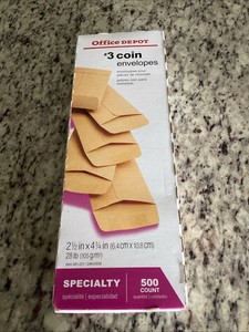 Office Depot #3 Coin Envelopes Manila 2 1/2” X 4 1/4” - 500 Count