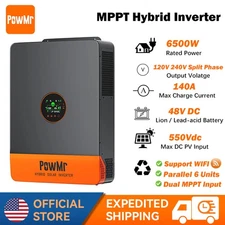 6500W 48V Solar Inverter Hybrid 120/240V Split Phase 140A MPPT Charge Controller
