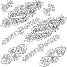 8 Pieces Crystal Rhinestone Appliques Silver Rhinestone Iron on Patch Hot Fix Ap