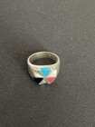 Vintage Taxco Mexico 925 Sterling Silver Multi-Gemstone Inlay Ring Turquoise — photo 5