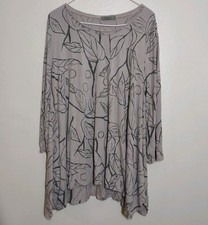 Chalet et Ceci Women's Lagenlook Tunic Top Size L Crinkle Artsy Flowy USA Made