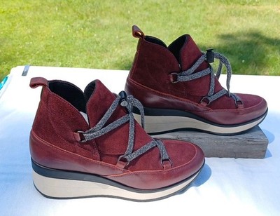 T2IN Skomfort Spain Platform Boots Burgundy Suede Leather EU 38 US 7.5 Comfort 