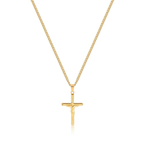 Gold Crucifix Pendant Necklace, Stainless Steel, Chain Included, UK Seller