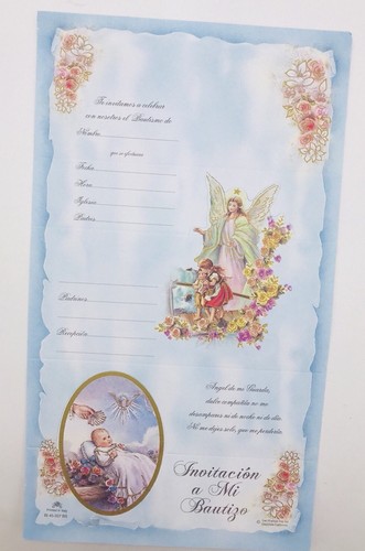 12 Invitaciones De Bautizo Spanish Christening boy baptism Invitations + sobres - Picture 2 of 9