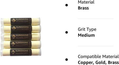 Sunshine 5 Polishing Cloths Jewelry Cleaner Tube Silver Brass Gold Copper - Picture 5 of 5