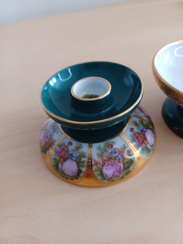Vintage Porcelain J.k Decore Pair Candle Holders Hand Painted. - Picture 4 of 11