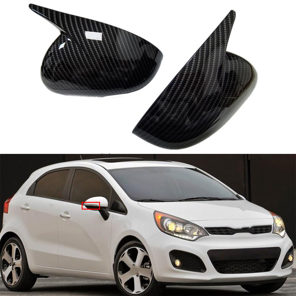 ABS Carbon Fiber W/Light Rearview Mirror Cover Trim Caps For 2010-2016 Kia Rio