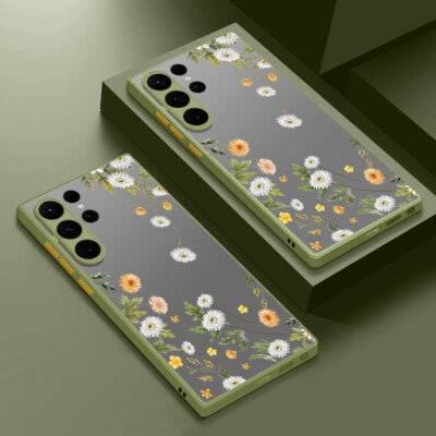 For Samsung S25 Ultra S24 FE S23 S22 A16 A15 A35 Flower Acrylic Matte Case Cover