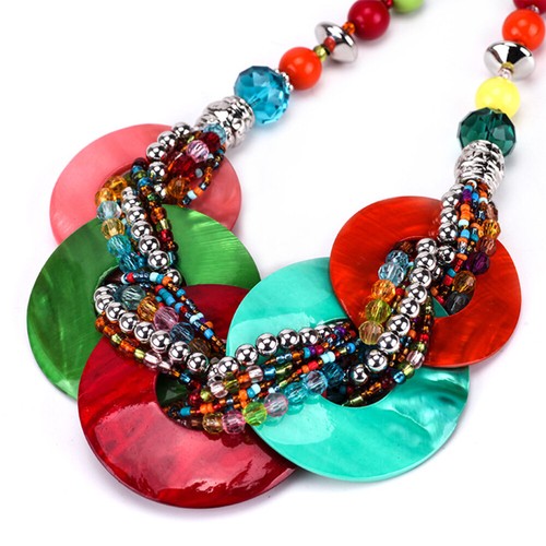 3pcs Colorful Shell Necklace Set Exotic Atmosphere Necklace Choker Earrings for - Picture 2 of 11
