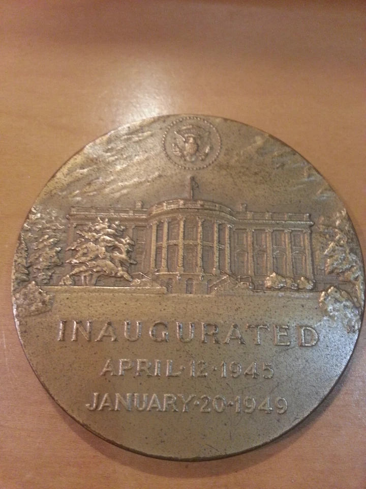 PRESIDENTE HARRY S. TRUMAN, MEDALLA INAUGURACIÓN BRONCE PESADO, 1945, 1949, Foto 3 de 4